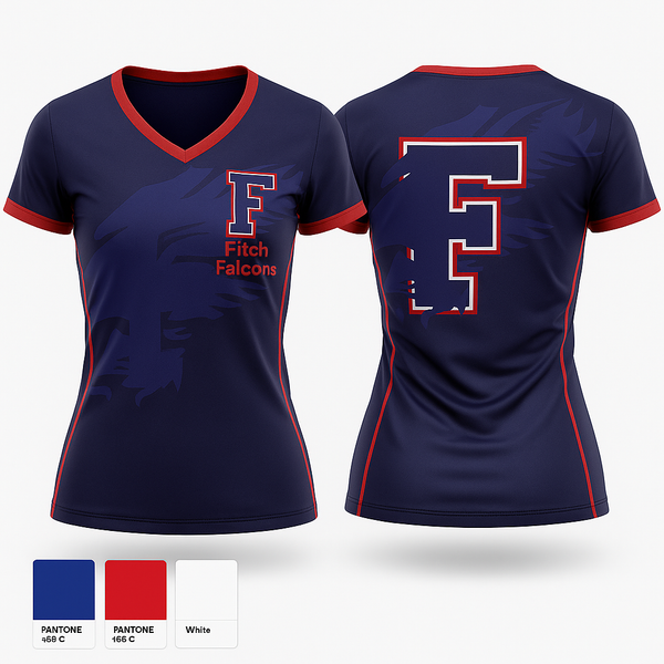 Womens Short Sleeve Vneck Shirt, Fitch Falcons, Women's Soccer, Teamtime, Team time, sublimation, custom sports apparel, team uniforms, spirit wear, spiritwear, sports uniforms, custom shirts, team store, custom team store, fundraiser sports, apparel fundraiser