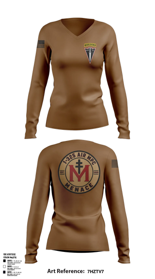 Womens Long Sleeve Vneck Shirt, MPC/1-325AIR, Army, Teamtime, Team time, sublimation, custom sports apparel, team uniforms, spirit wear, spiritwear, sports uniforms, custom shirts, team store, custom team store, fundraiser sports, apparel fundraiser