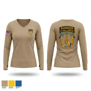 Womens Long Sleeve Vneck Shirt, Garry Owen ROTC, Army, Teamtime, Team time, sublimation, custom sports apparel, team uniforms, spirit wear, spiritwear, sports uniforms, custom shirts, team store, custom team store, fundraiser sports, apparel fundraiser
