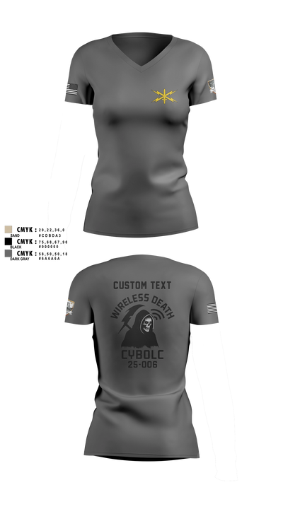 Bravo Company, 401st Cyber Battalion 75539801 Women's Short Sleeve V-neck Shirt - 7