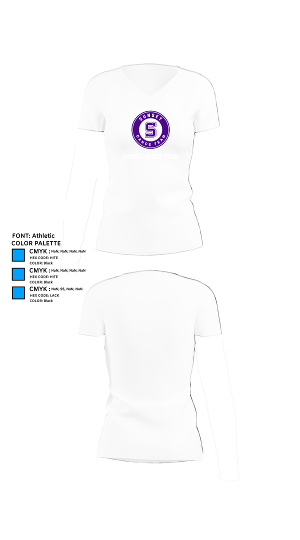 Womens Short Sleeve Vneck Shirt, Sunset Dance Team, Spirit Store, Teamtime, Team time, sublimation, custom sports apparel, team uniforms, spirit wear, spiritwear, sports uniforms, custom shirts, team store, custom team store, fundraiser sports, apparel fundraiser