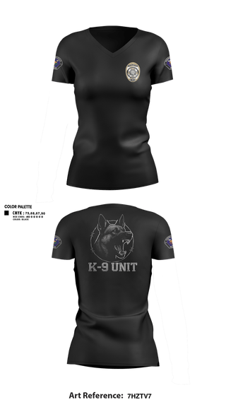 Womens Short Sleeve Vneck Shirt, Farmersville Police K9 Unit, Police, Teamtime, Team time, sublimation, custom sports apparel, team uniforms, spirit wear, spiritwear, sports uniforms, custom shirts, team store, custom team store, fundraiser sports, apparel fundraiser