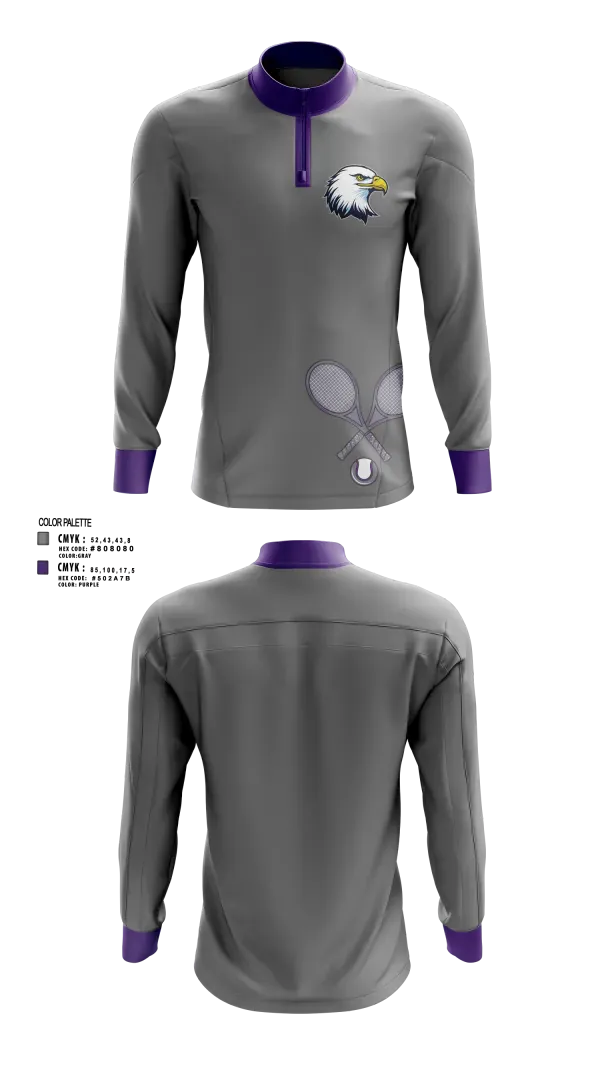 Quarter Zip Jacket, Albion Purple Eagles, Tennis, Teamtime, Team time, sublimation, custom sports apparel, team uniforms, spirit wear, spiritwear, sports uniforms, custom shirts, team store, custom team store, fundraiser sports, apparel fundraiser