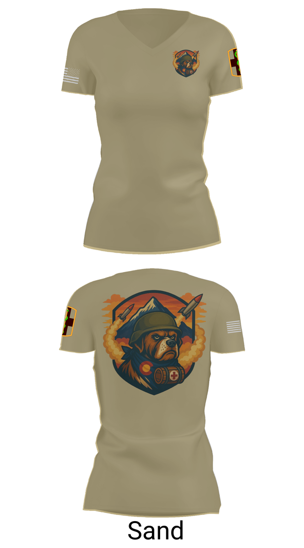 Womens Short Sleeve Vneck Shirt, 10th Field Hospital (FWD), , Teamtime, Team time, sublimation, custom sports apparel, team uniforms, spirit wear, spiritwear, sports uniforms, custom shirts, team store, custom team store, fundraiser sports, apparel fundraiser