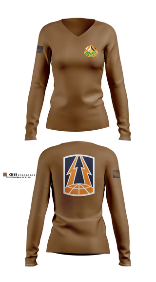 Womens Long Sleeve Vneck Shirt, 335th Signal Command (Theater), Army, Teamtime, Team time, sublimation, custom sports apparel, team uniforms, spirit wear, spiritwear, sports uniforms, custom shirts, team store, custom team store, fundraiser sports, apparel fundraiser
