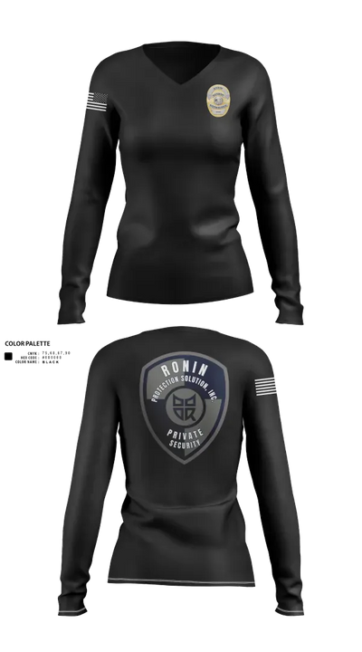 Ronin Protection Solutions Inc. 29948681 Women's Long Sleeve V-neck Shirt - 110