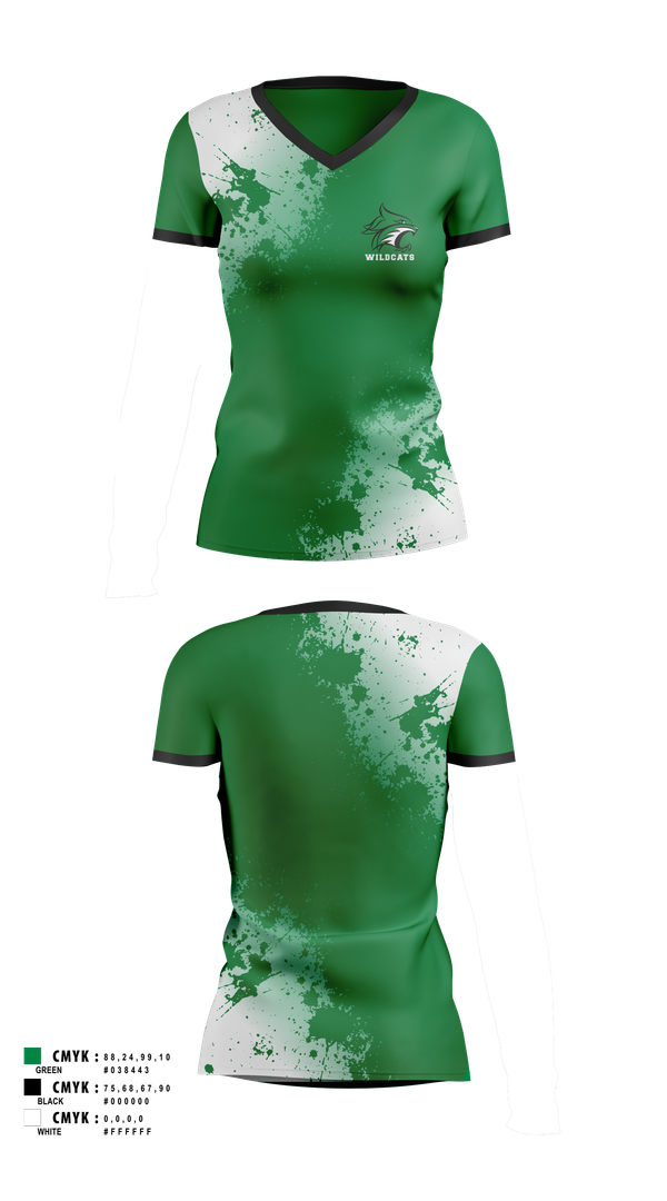 Womens Short Sleeve Vneck Shirt, Wildcats, , Teamtime, Team time, sublimation, custom sports apparel, team uniforms, spirit wear, spiritwear, sports uniforms, custom shirts, team store, custom team store, fundraiser sports, apparel fundraiser