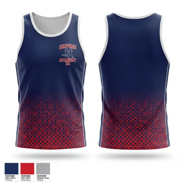 Mens Track Singlet, Oxford Academy Patriots, Track & Field, Teamtime, Team time, sublimation, custom sports apparel, team uniforms, spirit wear, spiritwear, sports uniforms, custom shirts, team store, custom team store, fundraiser sports, apparel fundraiser