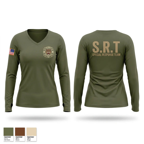 Womens Long Sleeve Vneck Shirt, Tri-County SRT, Police, Teamtime, Team time, sublimation, custom sports apparel, team uniforms, spirit wear, spiritwear, sports uniforms, custom shirts, team store, custom team store, fundraiser sports, apparel fundraiser