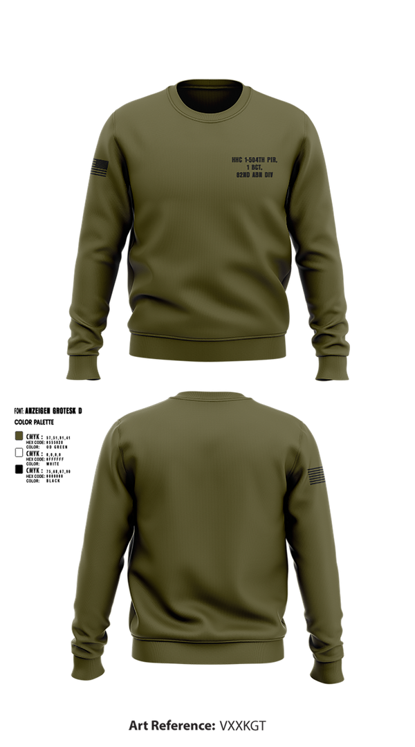 Crew Neck Sweatshirt, HHC 1-504TH PIR, 1 BCT, 82ND ABN DIV, , Teamtime, Team time, sublimation, custom sports apparel, team uniforms, spirit wear, spiritwear, sports uniforms, custom shirts, team store, custom team store, fundraiser sports, apparel fundraiser