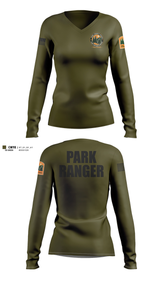 Womens Long Sleeve Vneck Shirt, York County Park Ranger Division, Police, Teamtime, Team time, sublimation, custom sports apparel, team uniforms, spirit wear, spiritwear, sports uniforms, custom shirts, team store, custom team store, fundraiser sports, apparel fundraiser