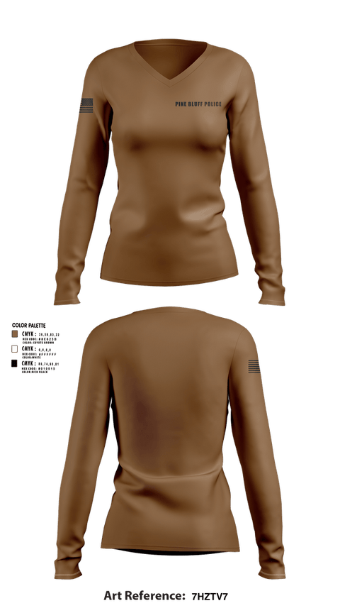 Womens Long Sleeve Vneck Shirt, Pine Bluff Police, Police, Teamtime, Team time, sublimation, custom sports apparel, team uniforms, spirit wear, spiritwear, sports uniforms, custom shirts, team store, custom team store, fundraiser sports, apparel fundraiser