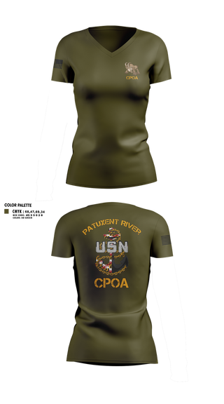 Womens Short Sleeve Vneck Shirt, Patuxent River CPOA, Navy, Teamtime, Team time, sublimation, custom sports apparel, team uniforms, spirit wear, spiritwear, sports uniforms, custom shirts, team store, custom team store, fundraiser sports, apparel fundraiser