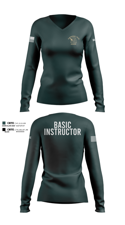 Academy-Basic Unit Women's Long Sleeve V-neck Shirt - 101