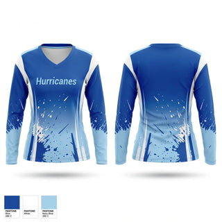 Womens Long Sleeve Vneck Shirt, Hurricanes, Baseball, Teamtime, Team time, sublimation, custom sports apparel, team uniforms, spirit wear, spiritwear, sports uniforms, custom shirts, team store, custom team store, fundraiser sports, apparel fundraiser