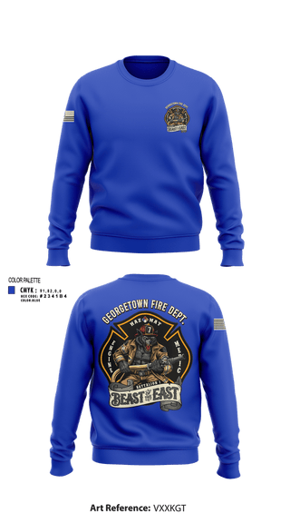 Crew Neck Sweatshirt, Georgetown Fire Station 7, Fire Department, Teamtime, Team time, sublimation, custom sports apparel, team uniforms, spirit wear, spiritwear, sports uniforms, custom shirts, team store, custom team store, fundraiser sports, apparel fundraiser