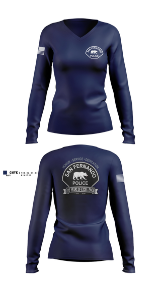 Womens Long Sleeve Vneck Shirt, San Fernando Police Department, Police, Teamtime, Team time, sublimation, custom sports apparel, team uniforms, spirit wear, spiritwear, sports uniforms, custom shirts, team store, custom team store, fundraiser sports, apparel fundraiser