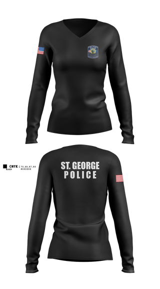 Womens Long Sleeve Vneck Shirt, St. George police dept, Police, Teamtime, Team time, sublimation, custom sports apparel, team uniforms, spirit wear, spiritwear, sports uniforms, custom shirts, team store, custom team store, fundraiser sports, apparel fundraiser