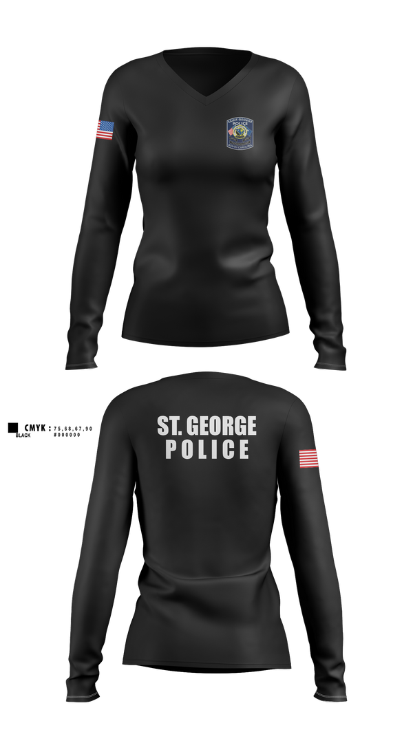 Womens Long Sleeve Vneck Shirt, St. George police dept, Police, Teamtime, Team time, sublimation, custom sports apparel, team uniforms, spirit wear, spiritwear, sports uniforms, custom shirts, team store, custom team store, fundraiser sports, apparel fundraiser