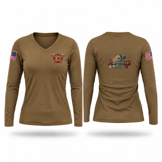 Womens Long Sleeve Vneck Shirt, CDCR FIRE DEPT, Fire Department, Teamtime, Team time, sublimation, custom sports apparel, team uniforms, spirit wear, spiritwear, sports uniforms, custom shirts, team store, custom team store, fundraiser sports, apparel fundraiser