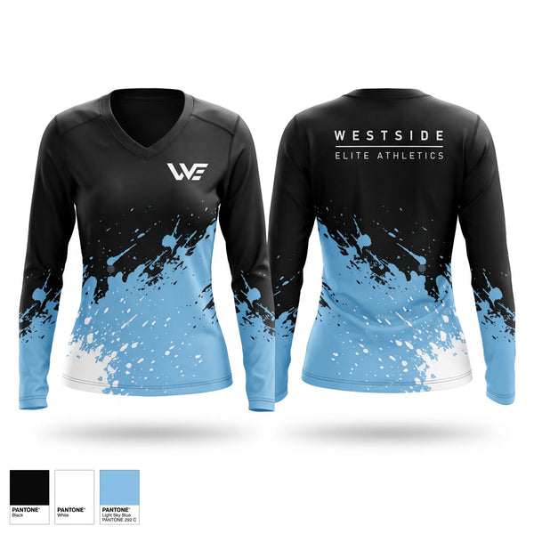 Womens Long Sleeve Vneck Shirt, Westside Elite Athletics, Spirit Store, Teamtime, Team time, sublimation, custom sports apparel, team uniforms, spirit wear, spiritwear, sports uniforms, custom shirts, team store, custom team store, fundraiser sports, apparel fundraiser