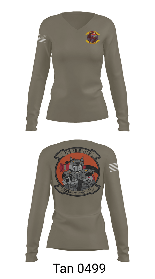 Womens Long Sleeve Vneck Shirt, MWSS-172 Fuels Platoon, Marines, Teamtime, Team time, sublimation, custom sports apparel, team uniforms, spirit wear, spiritwear, sports uniforms, custom shirts, team store, custom team store, fundraiser sports, apparel fundraiser