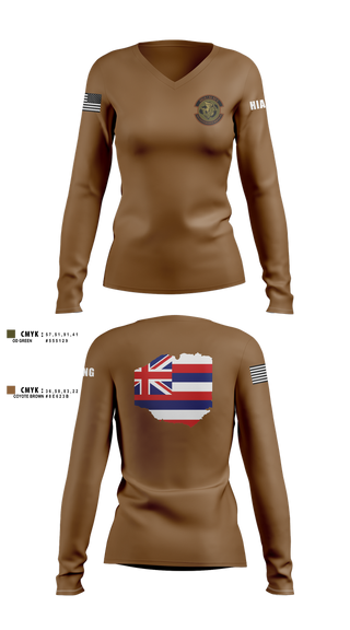 Womens Long Sleeve Vneck Shirt, 150th Electromagnetic Warfare Squadron, , Teamtime, Team time, sublimation, custom sports apparel, team uniforms, spirit wear, spiritwear, sports uniforms, custom shirts, team store, custom team store, fundraiser sports, apparel fundraiser