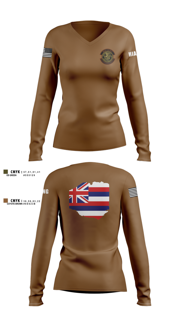 Womens Long Sleeve Vneck Shirt, 150th Electromagnetic Warfare Squadron, , Teamtime, Team time, sublimation, custom sports apparel, team uniforms, spirit wear, spiritwear, sports uniforms, custom shirts, team store, custom team store, fundraiser sports, apparel fundraiser