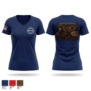 Womens Short Sleeve Vneck Shirt, Chicago Fire Department, Fire Department, Teamtime, Team time, sublimation, custom sports apparel, team uniforms, spirit wear, spiritwear, sports uniforms, custom shirts, team store, custom team store, fundraiser sports, apparel fundraiser