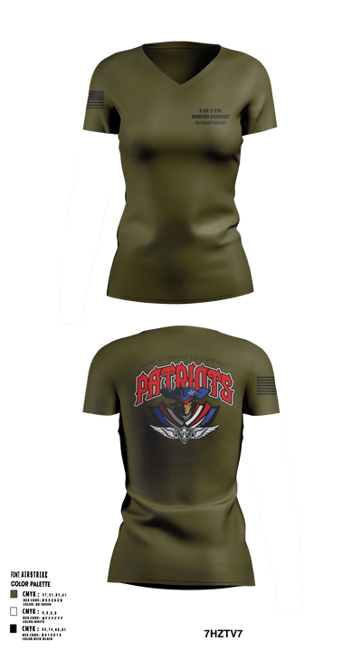 C Co. 2-210 Aviation Regiment (Structures) 22020258 Women's Short Sleeve V-neck Shirt - 3