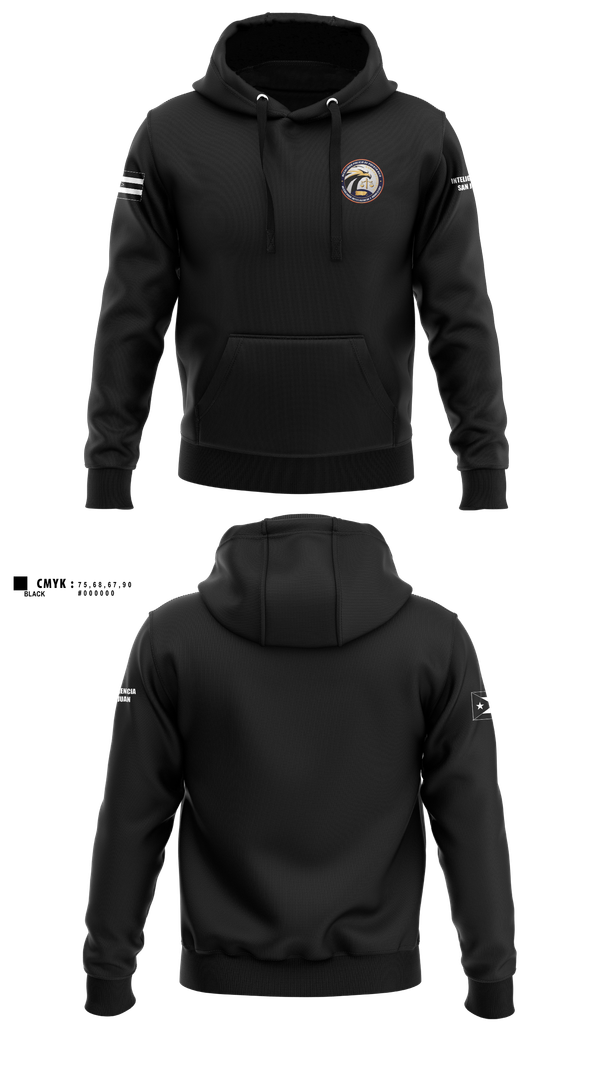 Hoodie, Inteligencia San Juan, Police, Teamtime, Team time, sublimation, custom sports apparel, team uniforms, spirit wear, spiritwear, sports uniforms, custom shirts, team store, custom team store, fundraiser sports, apparel fundraiser