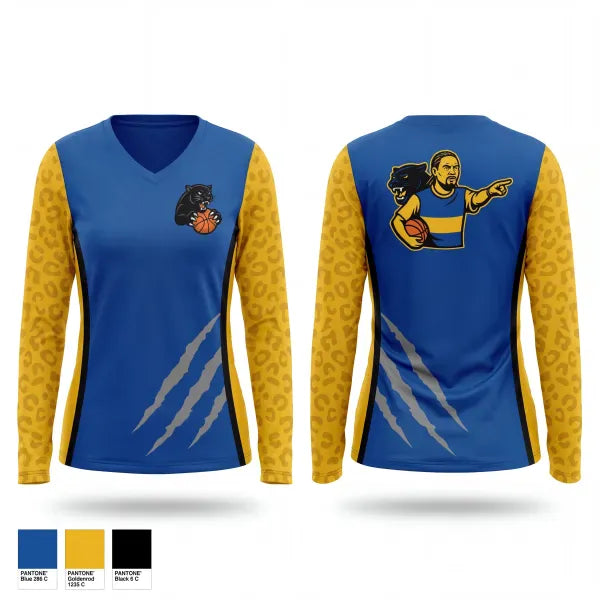 Womens Long Sleeve Vneck Shirt, Panthers, Men's Basketball, Teamtime, Team time, sublimation, custom sports apparel, team uniforms, spirit wear, spiritwear, sports uniforms, custom shirts, team store, custom team store, fundraiser sports, apparel fundraiser