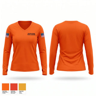 Womens Long Sleeve Vneck Shirt, Southern Arizona Rescue Association, EMS/EMT, Teamtime, Team time, sublimation, custom sports apparel, team uniforms, spirit wear, spiritwear, sports uniforms, custom shirts, team store, custom team store, fundraiser sports, apparel fundraiser