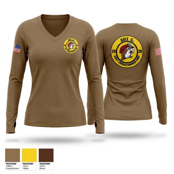 Womens Long Sleeve Vneck Shirt, 1-43rd, Army, Teamtime, Team time, sublimation, custom sports apparel, team uniforms, spirit wear, spiritwear, sports uniforms, custom shirts, team store, custom team store, fundraiser sports, apparel fundraiser