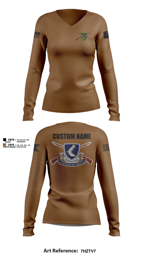 Womens Long Sleeve Vneck Shirt, 3/485th IN BN VIPERS, Army, Teamtime, Team time, sublimation, custom sports apparel, team uniforms, spirit wear, spiritwear, sports uniforms, custom shirts, team store, custom team store, fundraiser sports, apparel fundraiser