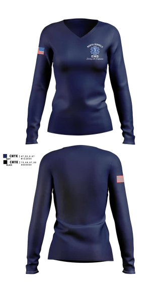 Womens Long Sleeve Vneck Shirt, North Runnels EMS, EMS/EMT, Teamtime, Team time, sublimation, custom sports apparel, team uniforms, spirit wear, spiritwear, sports uniforms, custom shirts, team store, custom team store, fundraiser sports, apparel fundraiser