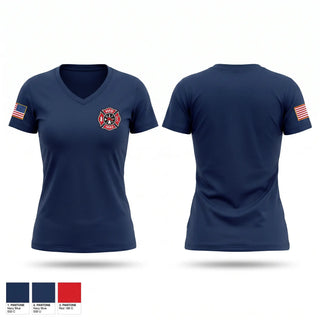 Womens Short Sleeve Vneck Shirt, Hallock Fire, Fire Department, Teamtime, Team time, sublimation, custom sports apparel, team uniforms, spirit wear, spiritwear, sports uniforms, custom shirts, team store, custom team store, fundraiser sports, apparel fundraiser
