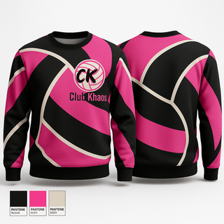 Crew Neck Sweatshirt, Club Khaos, Women's Volleyball, Teamtime, Team time, sublimation, custom sports apparel, team uniforms, spirit wear, spiritwear, sports uniforms, custom shirts, team store, custom team store, fundraiser sports, apparel fundraiser