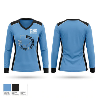 Womens Long Sleeve Vneck Shirt, DHD Broncos, Baseball, Teamtime, Team time, sublimation, custom sports apparel, team uniforms, spirit wear, spiritwear, sports uniforms, custom shirts, team store, custom team store, fundraiser sports, apparel fundraiser