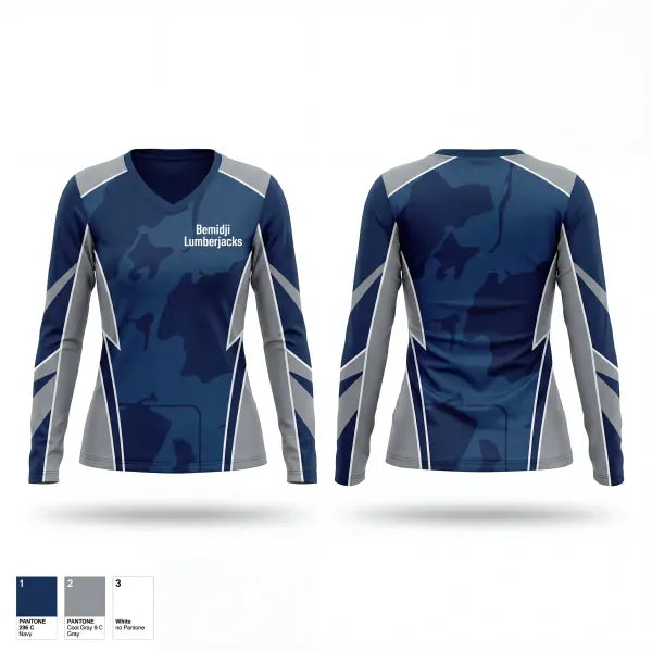 Womens Long Sleeve Vneck Shirt, Bemidji Lumberjacks, Men's Basketball, Teamtime, Team time, sublimation, custom sports apparel, team uniforms, spirit wear, spiritwear, sports uniforms, custom shirts, team store, custom team store, fundraiser sports, apparel fundraiser