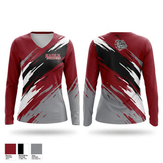 Womens Long Sleeve Vneck Shirt, EARLE BULLDOGS, Men's Basketball, Teamtime, Team time, sublimation, custom sports apparel, team uniforms, spirit wear, spiritwear, sports uniforms, custom shirts, team store, custom team store, fundraiser sports, apparel fundraiser