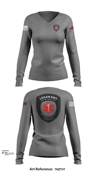 Womens Long Sleeve Vneck Shirt, Logan EMS, , Teamtime, Team time, sublimation, custom sports apparel, team uniforms, spirit wear, spiritwear, sports uniforms, custom shirts, team store, custom team store, fundraiser sports, apparel fundraiser