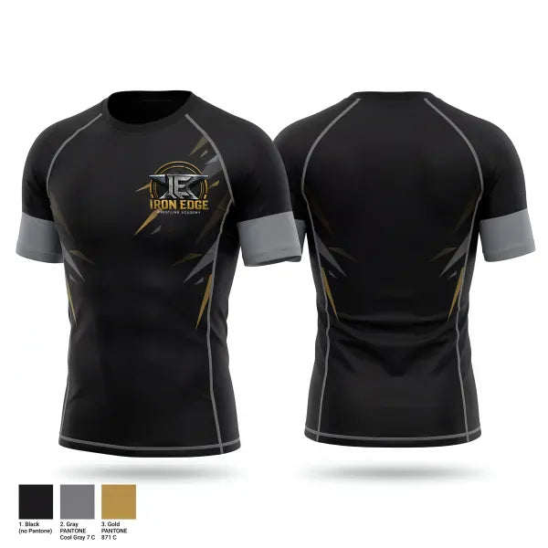 Short Sleeve Rash Guard Shirt, Iron edge wrestling academy, Wrestling, Teamtime, Team time, sublimation, custom sports apparel, team uniforms, spirit wear, spiritwear, sports uniforms, custom shirts, team store, custom team store, fundraiser sports, apparel fundraiser
