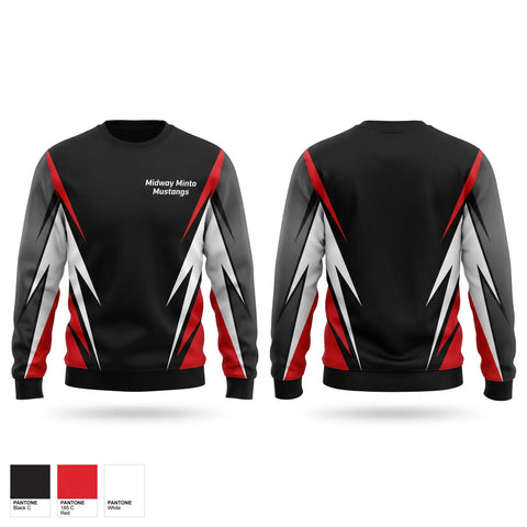 Crew Neck Sweatshirt, Midway Minto Mustangs, Baseball, Teamtime, Team time, sublimation, custom sports apparel, team uniforms, spirit wear, spiritwear, sports uniforms, custom shirts, team store, custom team store, fundraiser sports, apparel fundraiser