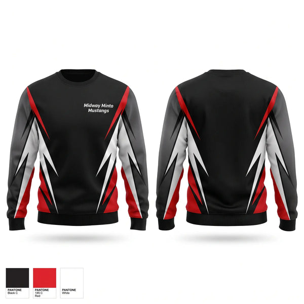 Crew Neck Sweatshirt, Midway Minto Mustangs, Baseball, Teamtime, Team time, sublimation, custom sports apparel, team uniforms, spirit wear, spiritwear, sports uniforms, custom shirts, team store, custom team store, fundraiser sports, apparel fundraiser