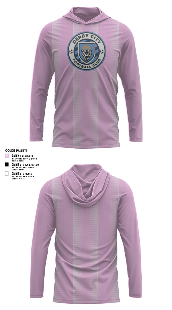 Long Sleeve Performance Shirt with hood, Derby City FC, Men's Soccer, Teamtime, Team time, sublimation, custom sports apparel, team uniforms, spirit wear, spiritwear, sports uniforms, custom shirts, team store, custom team store, fundraiser sports, apparel fundraiser