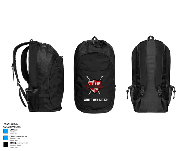 Gear Bag, White Oak Cheer, Cheer, Teamtime, Team time, sublimation, custom sports apparel, team uniforms, spirit wear, spiritwear, sports uniforms, custom shirts, team store, custom team store, fundraiser sports, apparel fundraiser