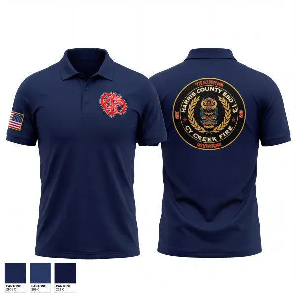 Short Sleeve Performance Polo, Cy Creek training, Fire Department, Teamtime, Team time, sublimation, custom sports apparel, team uniforms, spirit wear, spiritwear, sports uniforms, custom shirts, team store, custom team store, fundraiser sports, apparel fundraiser
