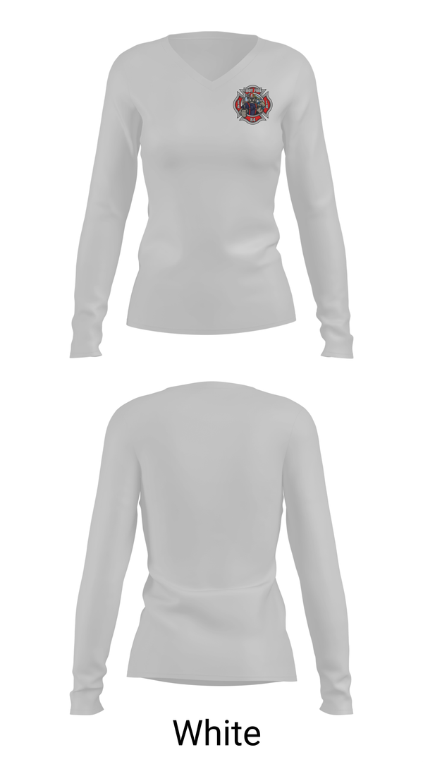 Womens Long Sleeve Vneck Shirt, Troy Fire Department Station #4, Fire Department, Teamtime, Team time, sublimation, custom sports apparel, team uniforms, spirit wear, spiritwear, sports uniforms, custom shirts, team store, custom team store, fundraiser sports, apparel fundraiser