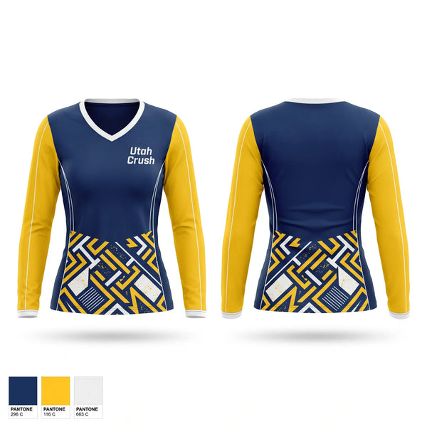 Womens Long Sleeve Vneck Shirt, Utah Crush, Baseball, Teamtime, Team time, sublimation, custom sports apparel, team uniforms, spirit wear, spiritwear, sports uniforms, custom shirts, team store, custom team store, fundraiser sports, apparel fundraiser